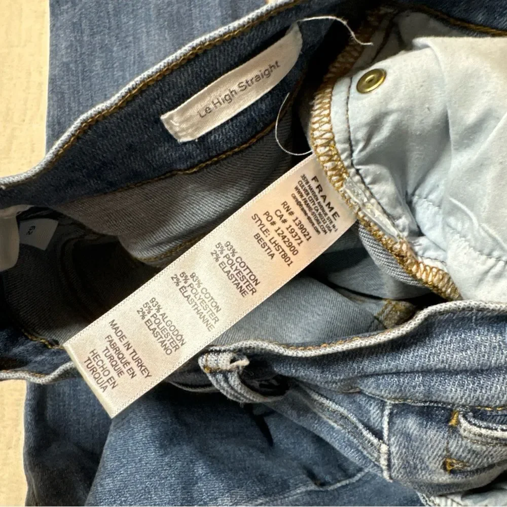 Frame Le High Straight Bestia Mid Wash Jeans size 29